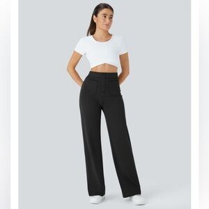 Halara DayStretch High Waisted Pockets Straight Leg Casual Pants Black Women’s S